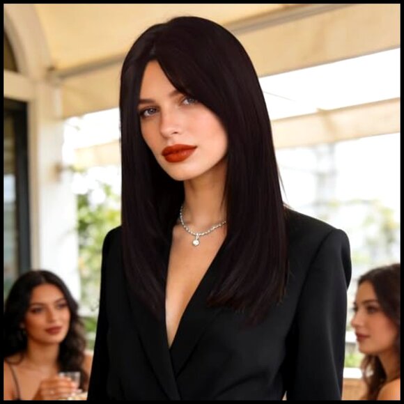 Synthetic Layered Wig with Bangs Shoulder Length Heat Resistant Party Cosplay main image 4